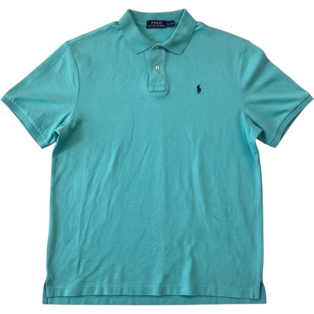 Polo Ralph Lauren Mens Classic Fit Golf Polo Shirt Mint Teal Logo - XL